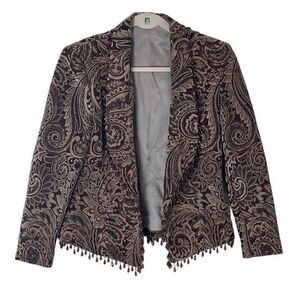 Upholstery Women's Jacket Size‎ S/M Statement Classy Brown With Beads